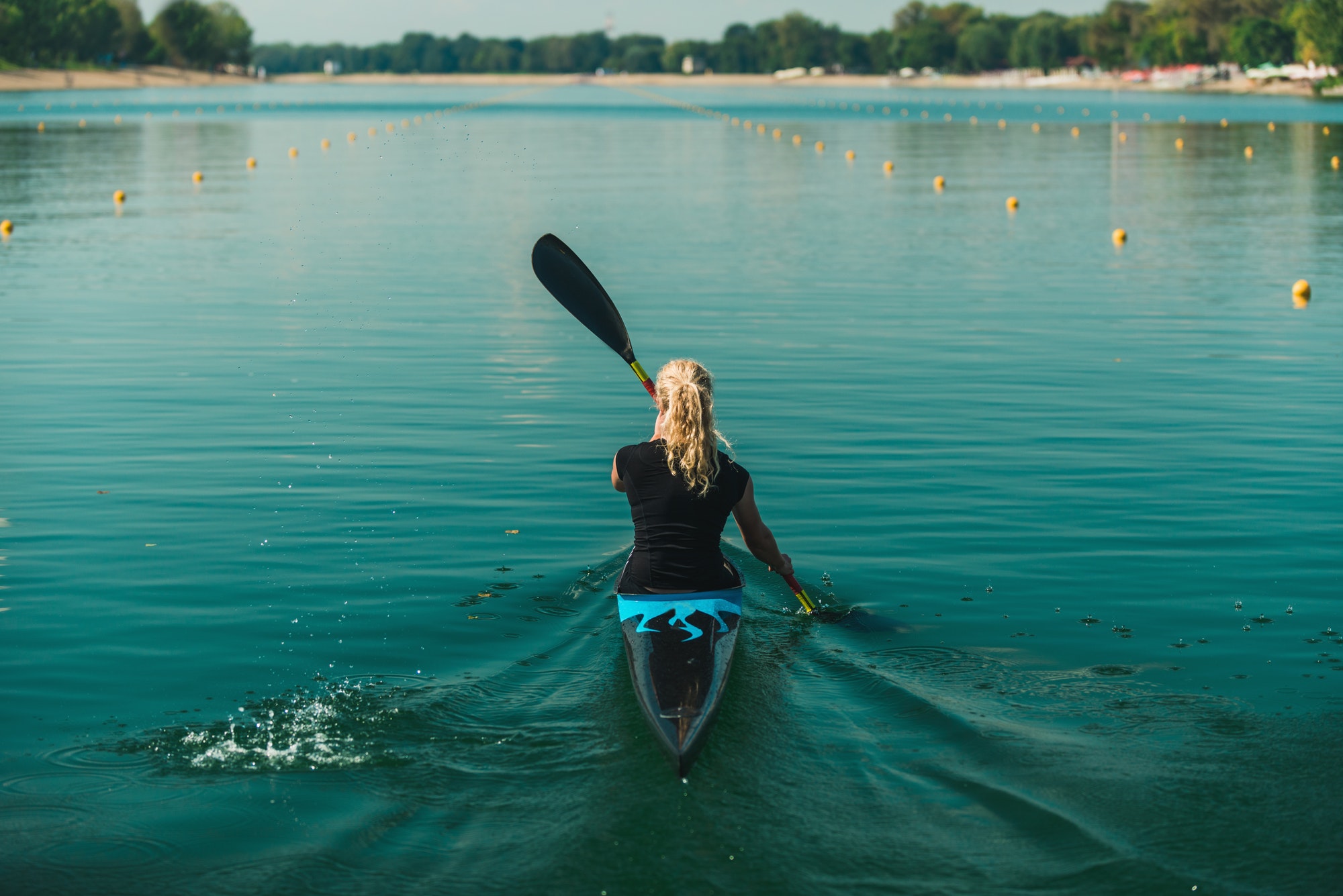 Kayak - female kayaker, training