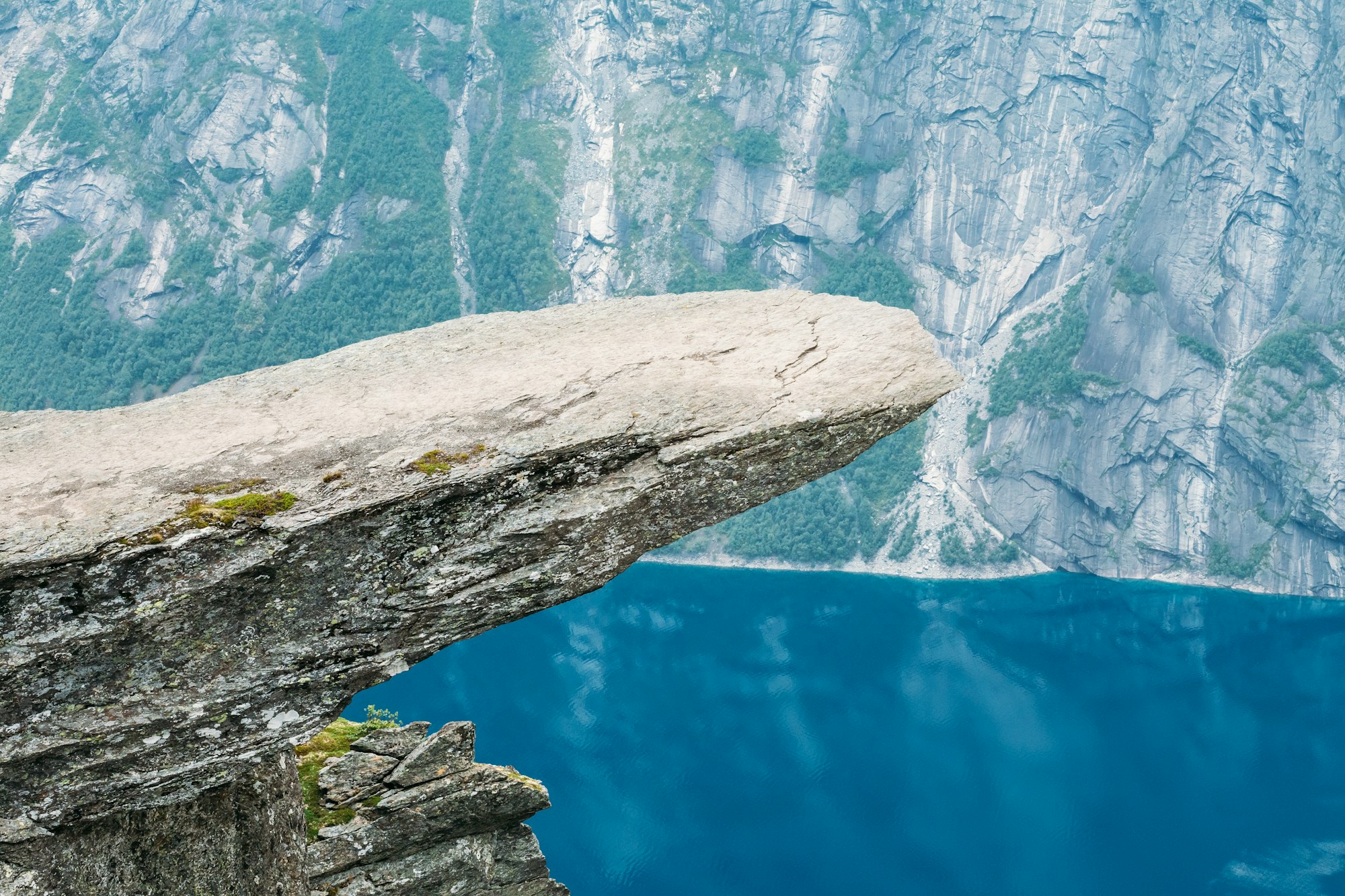 Scenic View Of Rock Trolltunga - Troll Tongue In Norway. Rock In