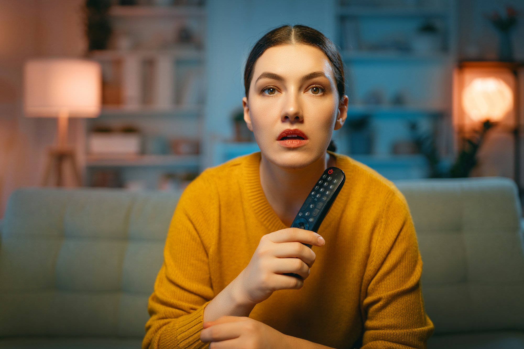 woman watching TV