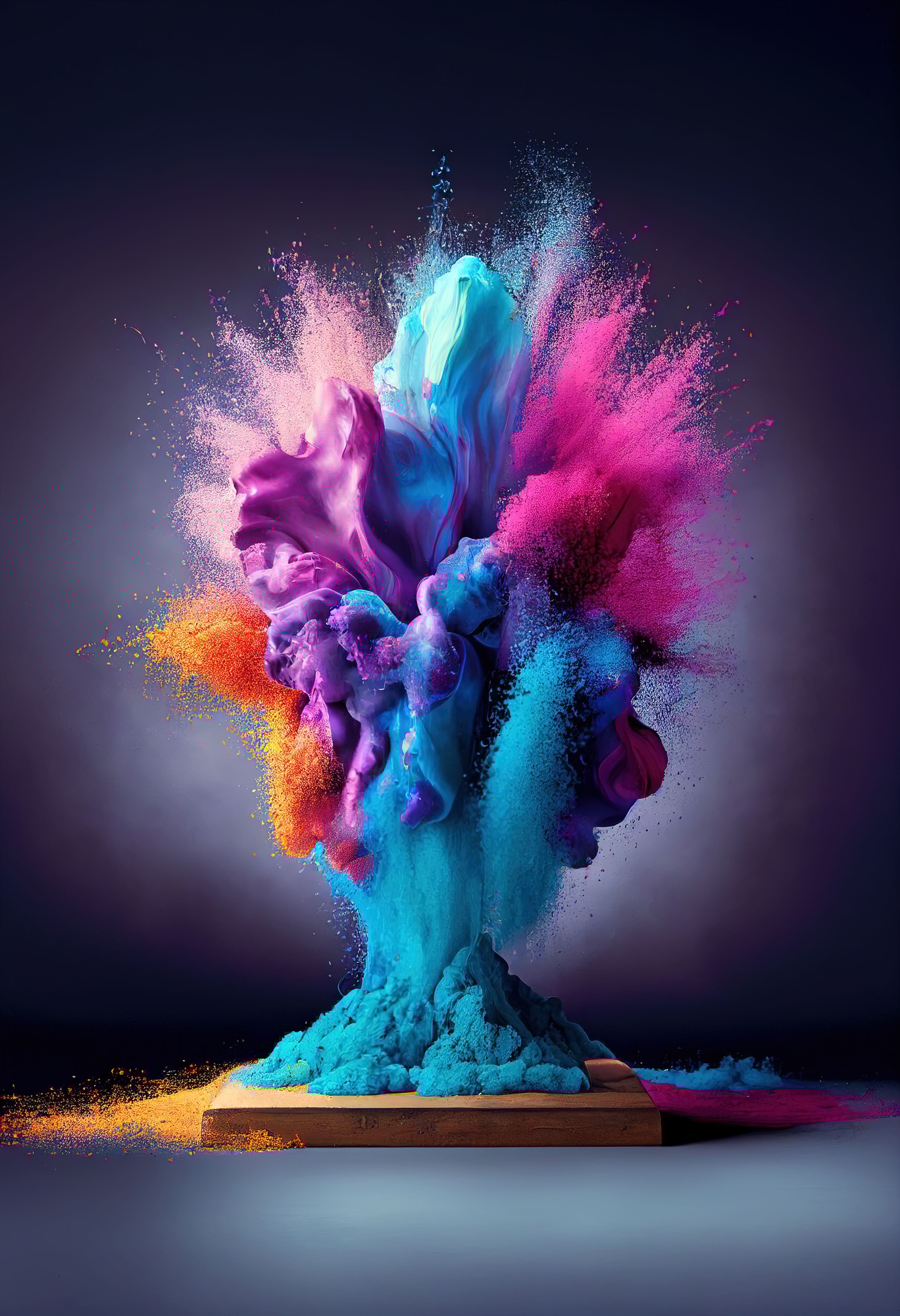 Abstract colorful powder explosion