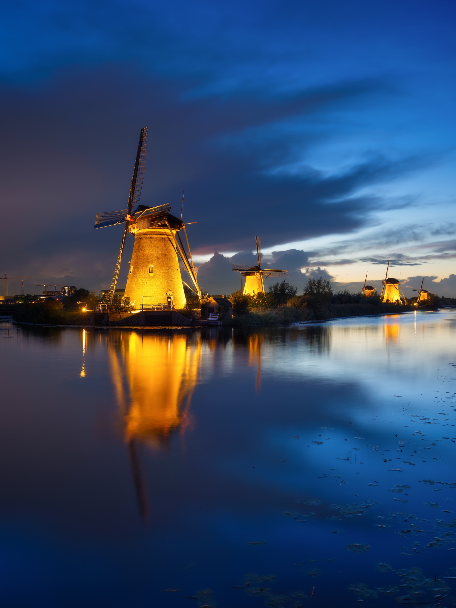 Kinderdijk National Park in the Netherlands. Dutch canals. UNESCO World Heritage Site.