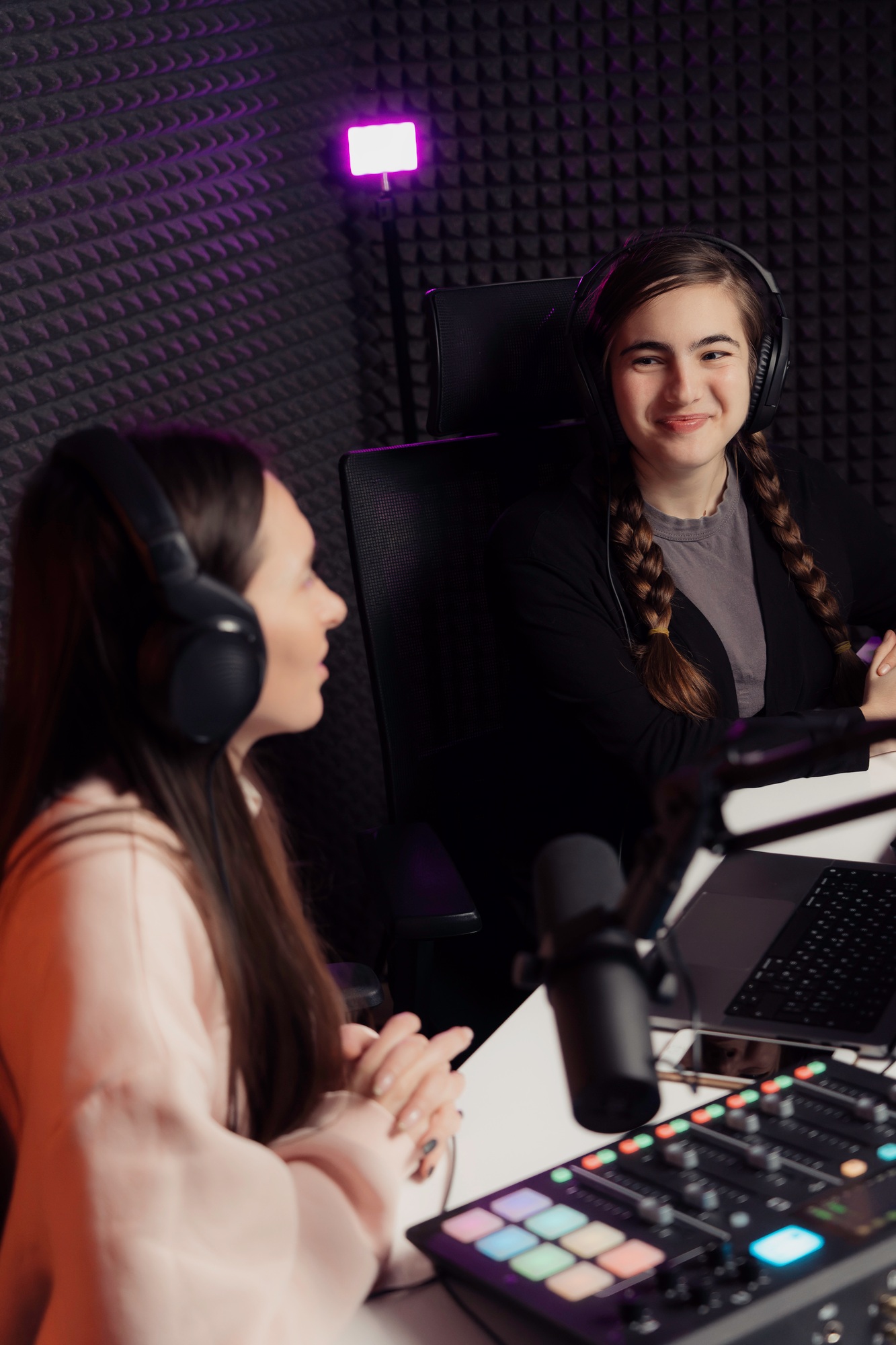 Podcast Recording with Female Host and Guest