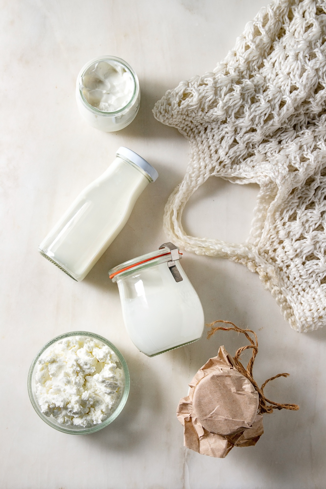 Set of dairy produce