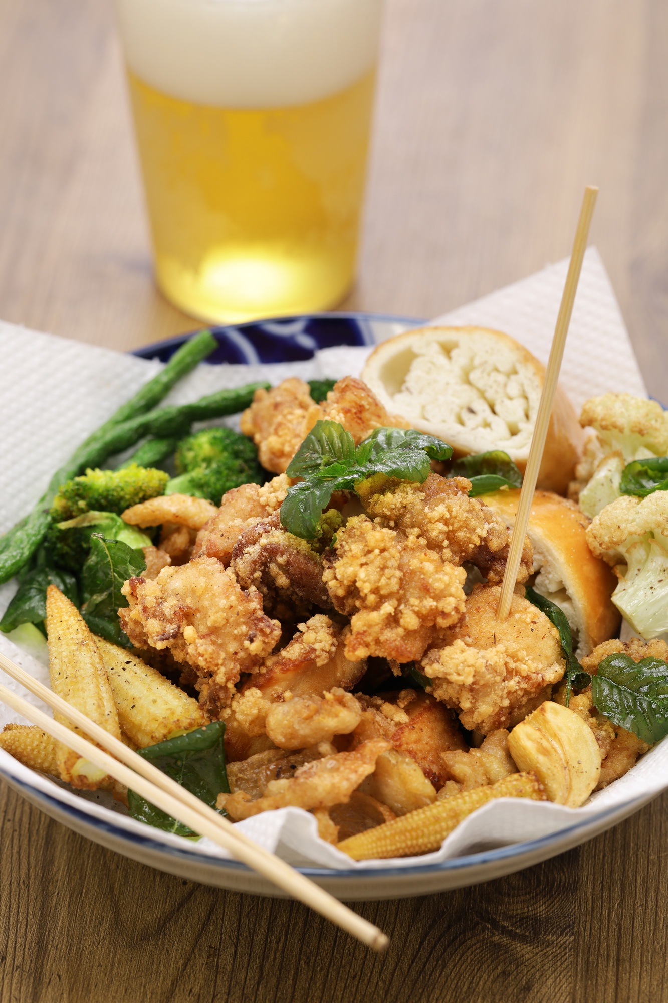 taiwanese popcorn chicken with fried basil
